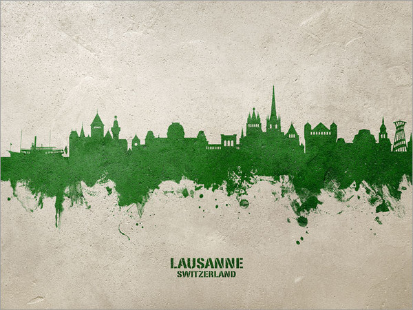 Lausanne Switzerland Skyline Cityscape Poster Art Print