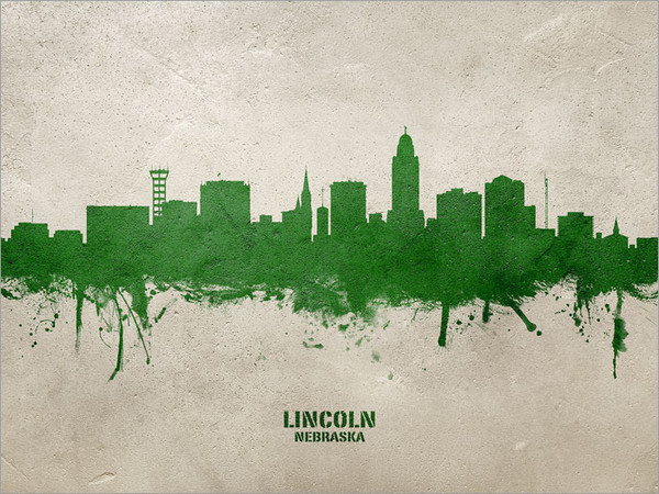 Lincoln Nebraska Skyline Cityscape Poster Art Print