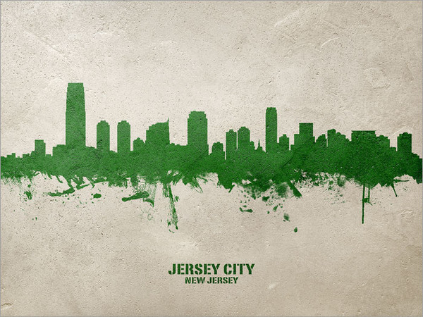Jersey City New Jersey Skyline Cityscape Poster Art Print