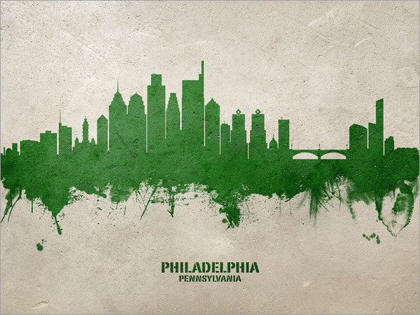 Philadelphia Pennsylvania Skyline Cityscape Poster Art Print