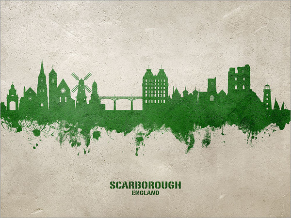 Scarborough England Skyline Cityscape Poster Art Print