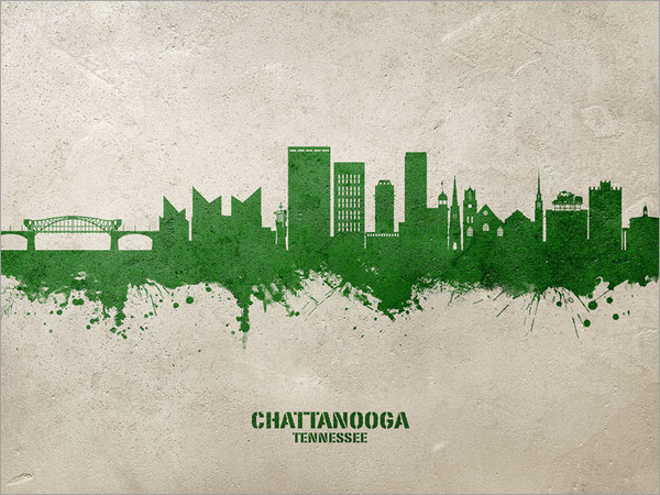 Chattanooga Tennessee Skyline Cityscape Poster Art Print
