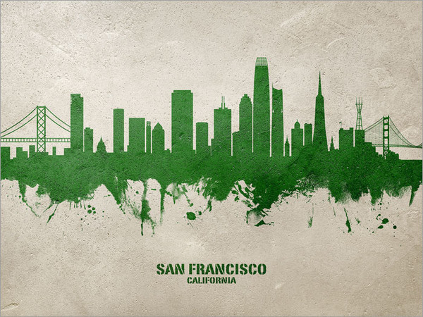 San Francisco California Skyline Cityscape Poster Art Print