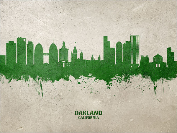 Oakland California Skyline Cityscape Poster Art Print