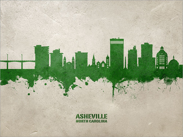 Asheville North Carolina Skyline Cityscape Poster Art Print