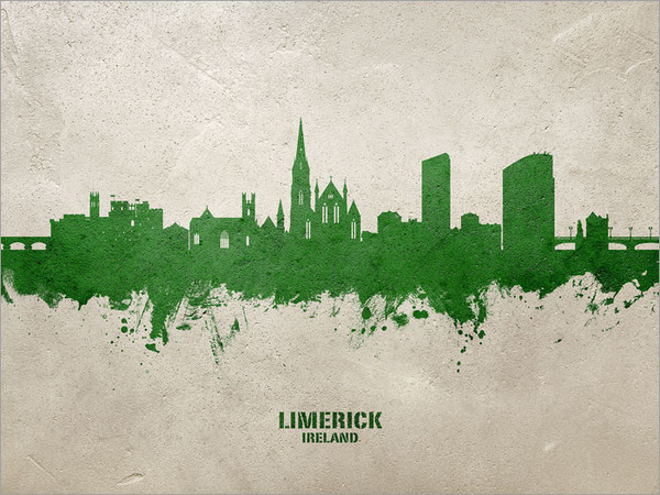 Limerick Ireland Skyline Cityscape Poster Art Print