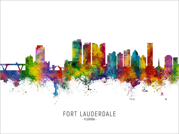 Fort Lauderdale Florida Skyline Cityscape Poster Art Print Fort Lauderdale Florida Skyline Cityscape Poster Art Print