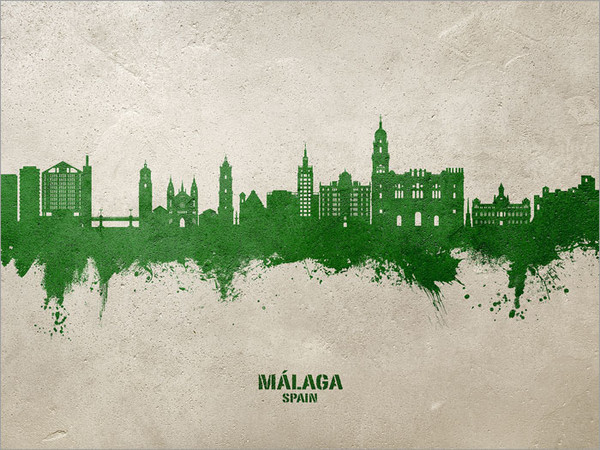 Málaga Spain Skyline Cityscape Poster Art Print Málaga Spain Skyline Cityscape Poster Art Print