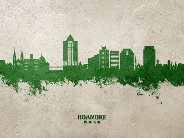 Roanoke Virginia Skyline Cityscape Poster Art Print