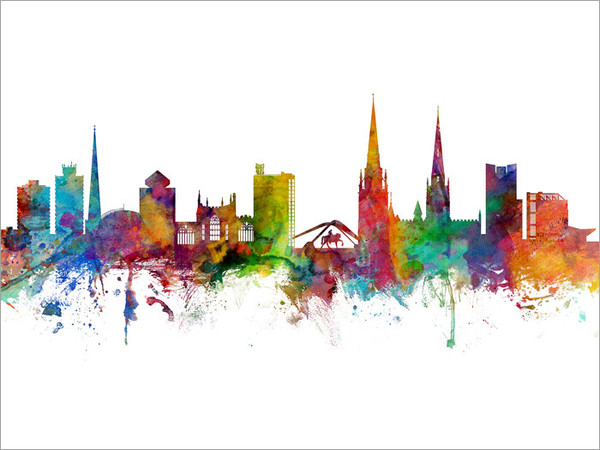 Coventry England Skyline Cityscape Poster Art Print