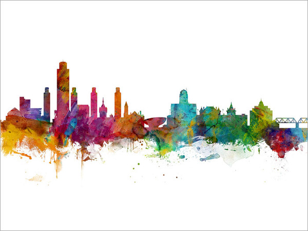 Albany New York Skyline Cityscape Poster Art Print