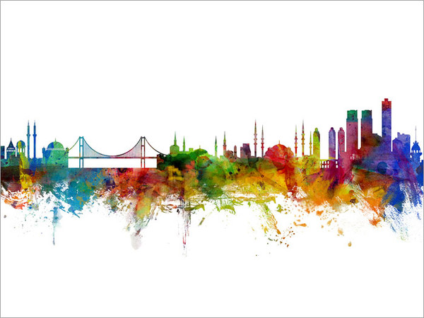 Istanbul Turkey Skyline Cityscape Poster Art Print