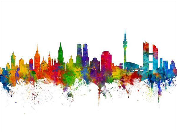Munich Deutschland Skyline Cityscape Poster Art Print