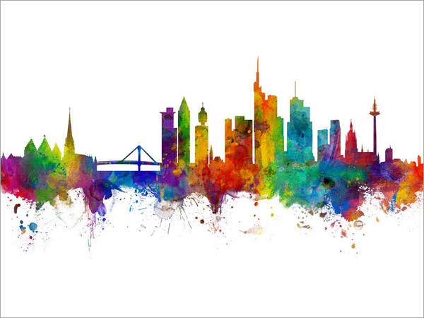 Frankfurt Deutschland Skyline Cityscape Poster Art Print