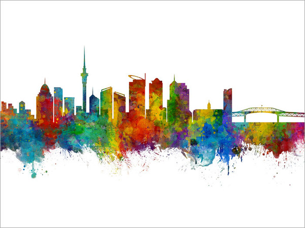 Auckland New Zealand Skyline Cityscape Poster Art Print