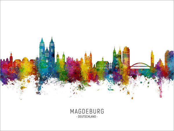 Magdeburg Deutschland Skyline Cityscape Poster Art Print