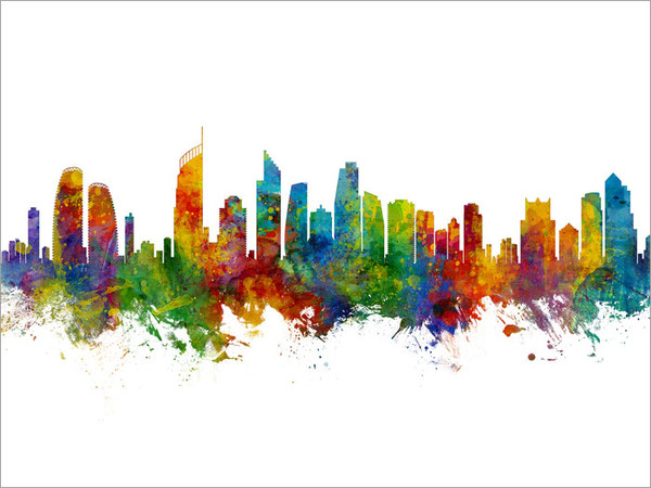 Gold Coast Australia Skyline Cityscape Poster Art Print