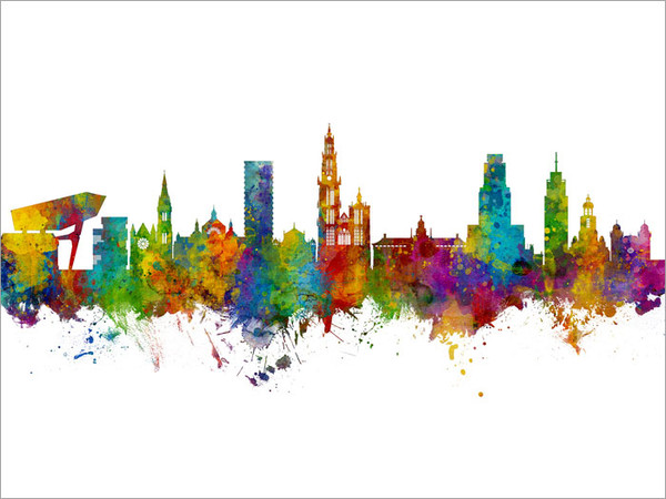 Antwerp Belgium Skyline Cityscape Poster Art Print