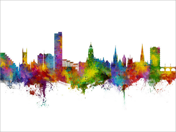 Sheffield England Skyline Cityscape Poster Art Print