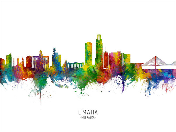 Omaha Nebraska Skyline Cityscape Poster Art Print