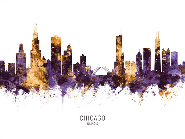 Chicago Illinois Skyline Cityscape Poster Art Print