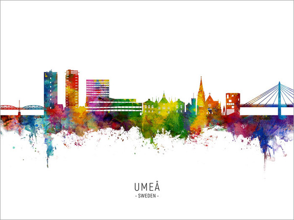 Umeå Sweden Skyline Cityscape Poster Art Print