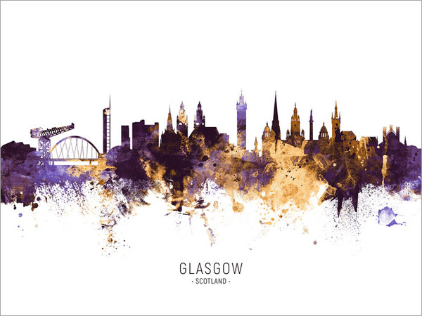 Glasgow Scotland Skyline Cityscape Poster Art Print