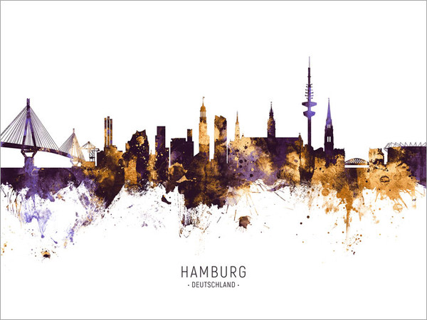 Hamburg Germany Skyline Cityscape Poster Art Print