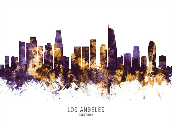 Los Angeles California Skyline Cityscape Poster Art Print