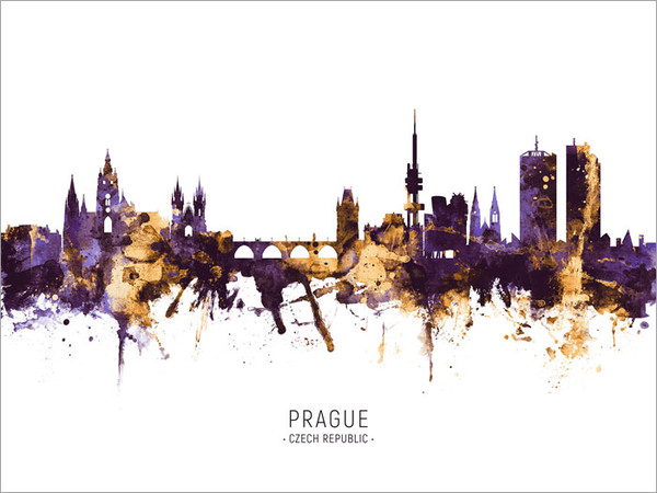 Prague Czech Republic Skyline Cityscape Poster Art Print