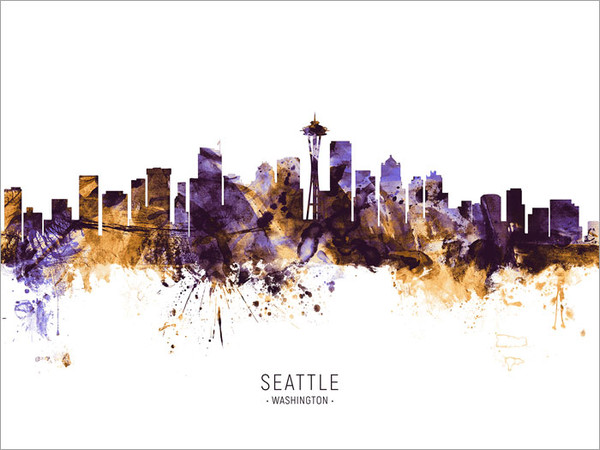 Seattle Washington Skyline Cityscape Poster Art Print