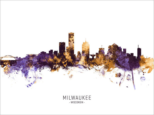 Milwaukee Wisconsin Skyline Cityscape Poster Art Print