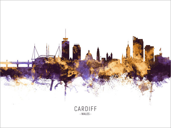 Cardiff Wales Skyline Cityscape Poster Art Print