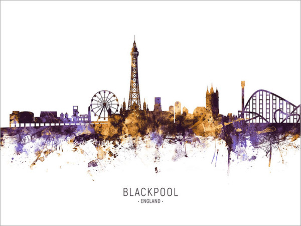 Blackpool England Skyline Cityscape Poster Art Print