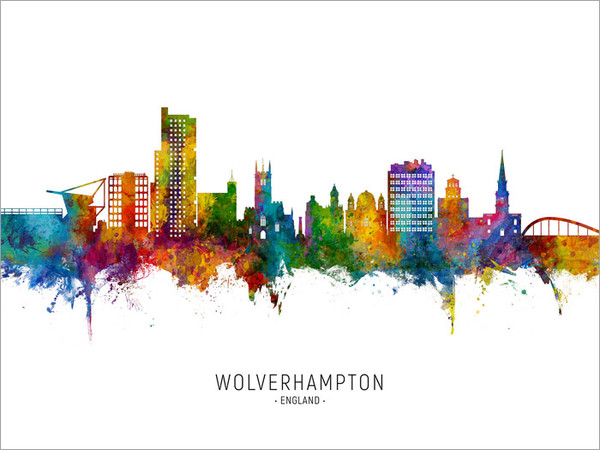 Wolverhampton England Skyline Cityscape Poster Art Print