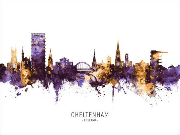 Cheltenham England Skyline Cityscape Poster Art Print