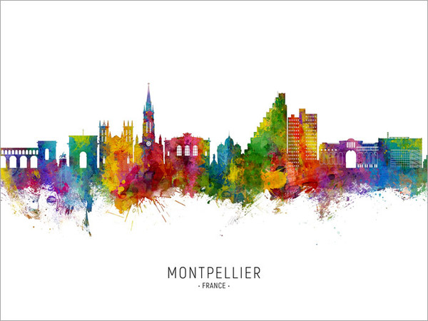 Montpellier France Skyline Cityscape Poster Art Print