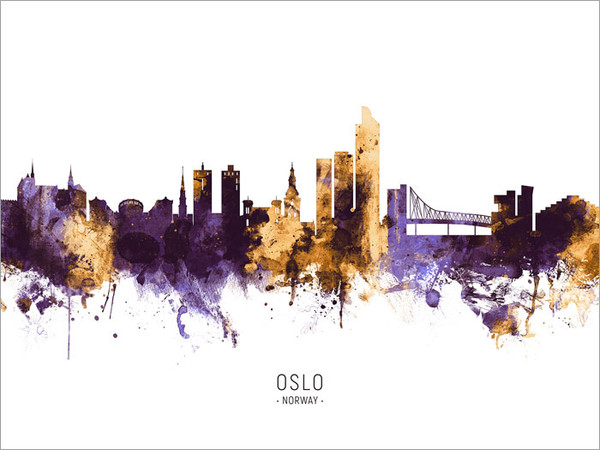 Oslo Norway Skyline Cityscape Poster Art Print