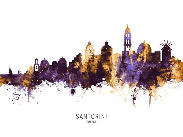 Santorini Greece Skyline Cityscape Poster Art Print
