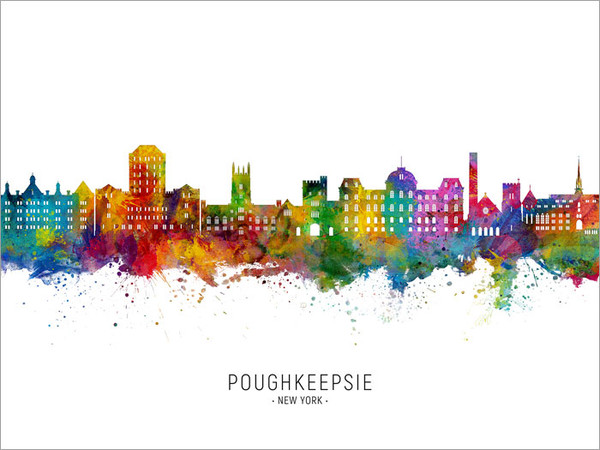 Poughkeepsie New York Skyline Cityscape Poster Art Print