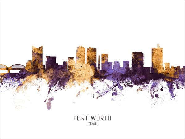 Fort Worth Texas Skyline Cityscape Poster Art Print