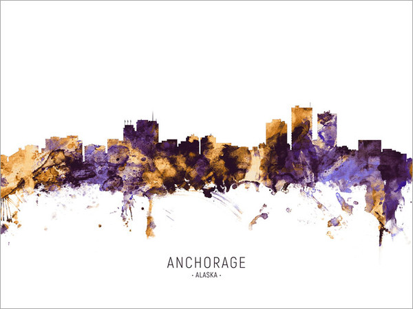 Anchorage Alaska Skyline Cityscape Poster Art Print