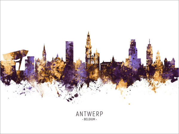 Antwerp Belgium Skyline Cityscape Poster Art Print