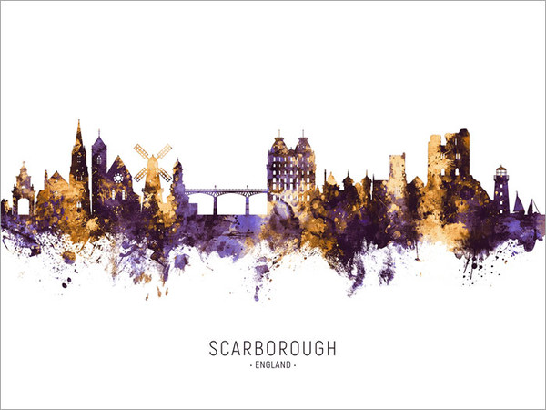 Scarborough England Skyline Cityscape Poster Art Print