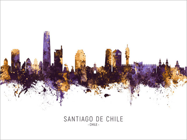 Santiago de Chile Chile Skyline Cityscape Poster Art Print