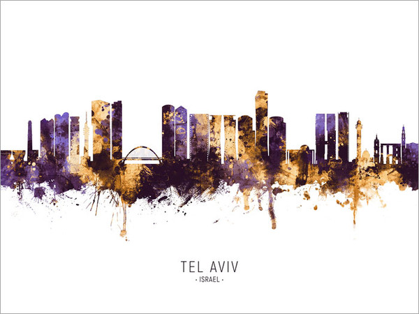 Tel Aviv Israel Skyline Cityscape Poster Art Print