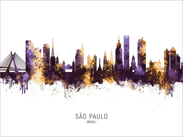 São Paulo Brazil Skyline Cityscape Poster Art Print