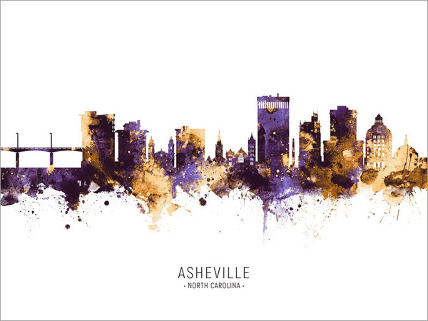 Asheville North Carolina Skyline Cityscape Poster Art Print