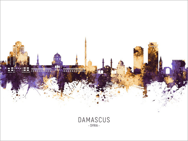 Damascus Syria Skyline Cityscape Poster Art Print