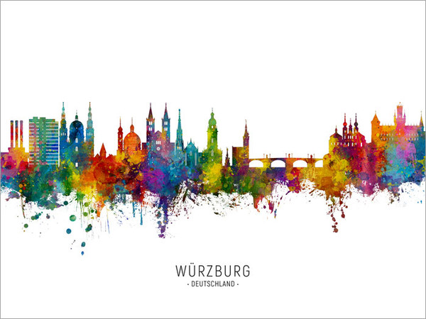 Würzburg Deutschland Skyline Cityscape Poster Art Print